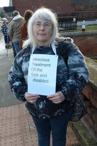 Jane Hill - One of the protesters against Atos. Photo: Philip Wilson-Smith