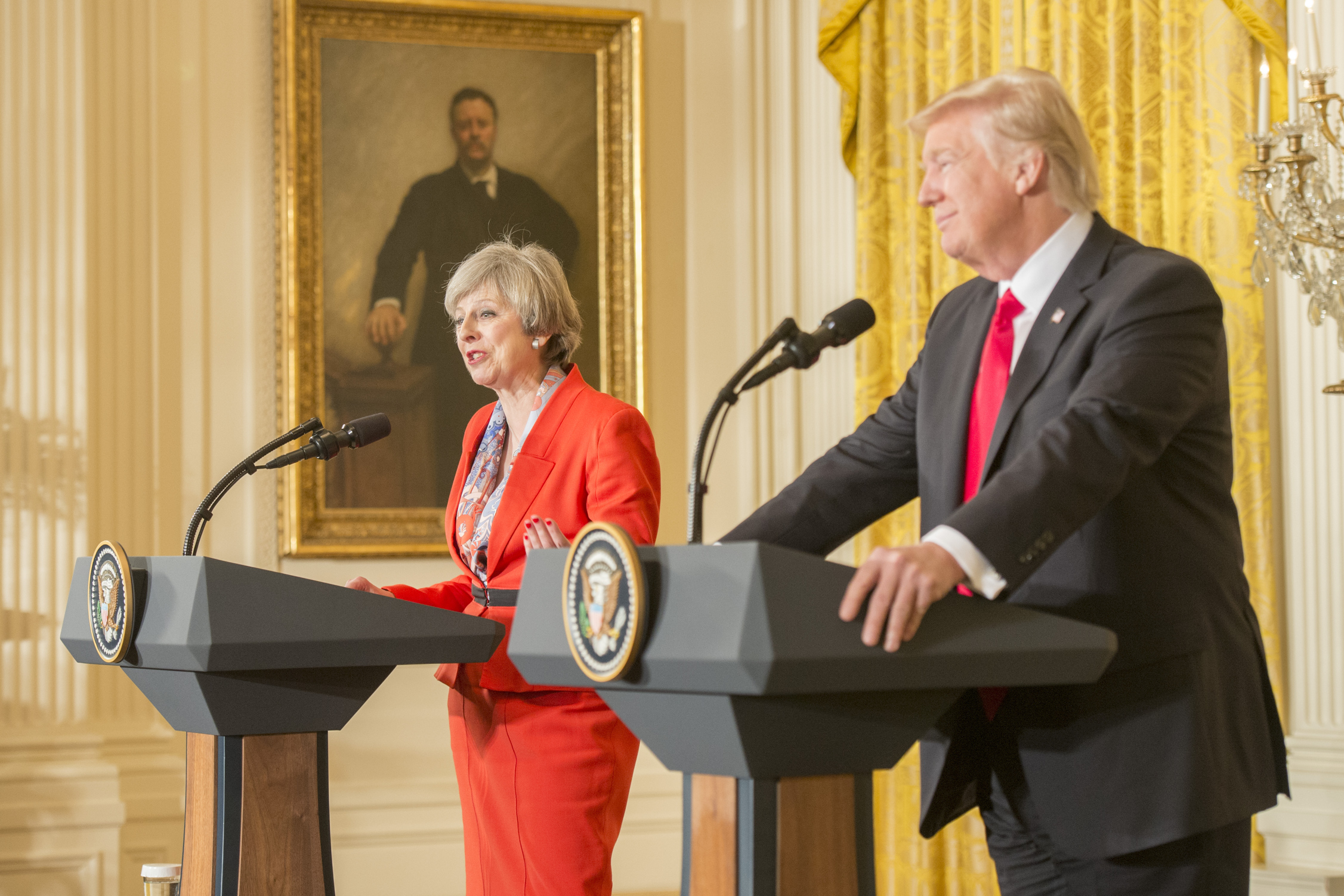 Prime Minister Theresa May and Donald Trump
